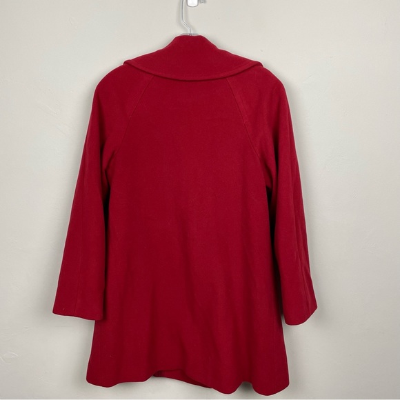 Michael Kors Red Double Breasted Lambwool Pea Coat With Front Pockets Size 4P - Picture 3 of 11